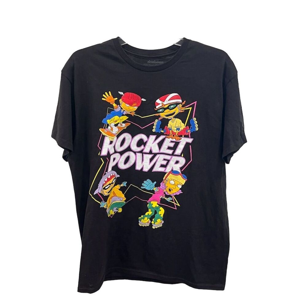 Nickelodeon Rocket Power Graphic T-Shirt Black Unisex Size M Short Sleeveโ